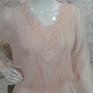Arden B. Sheer Pink Long Sleeve Blouse - Size XS